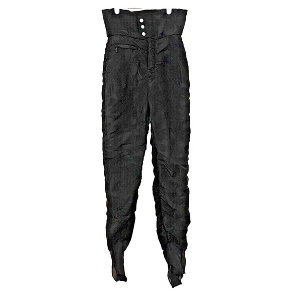 Vtg BOGNER Ski Pants Women's 6 Stirrup High Rise Snowboard Winter Black Floral - Picture 1 of 13